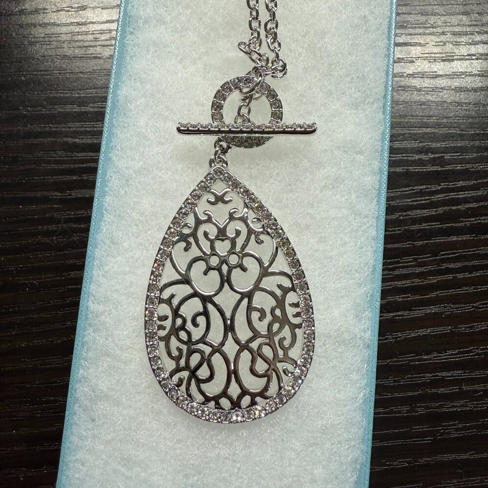Touchstone Crystal Silver Teardrop Necklace